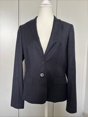 Boss Navy Blue Tailored Two-Button Blazer Wool blend